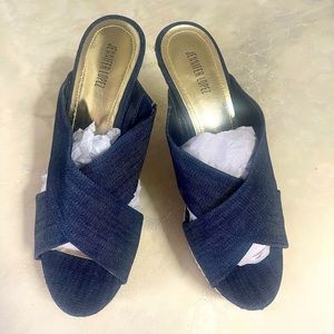 Jennifer Lopez Wedge Sandals 4 Inch Heel Color: BLue Size 10 Medium.